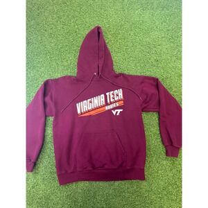 Vintage Hanes Virginia Tech Hokies Hoodie Maroon Sweatshirt Mens Medium VT NCAA